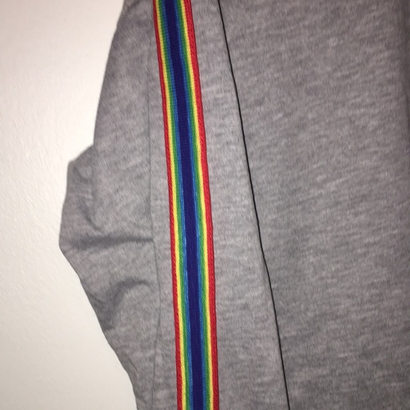 Grey and rainbow striped Hot Topic Long sleeve Tee - Picture 2 of 2